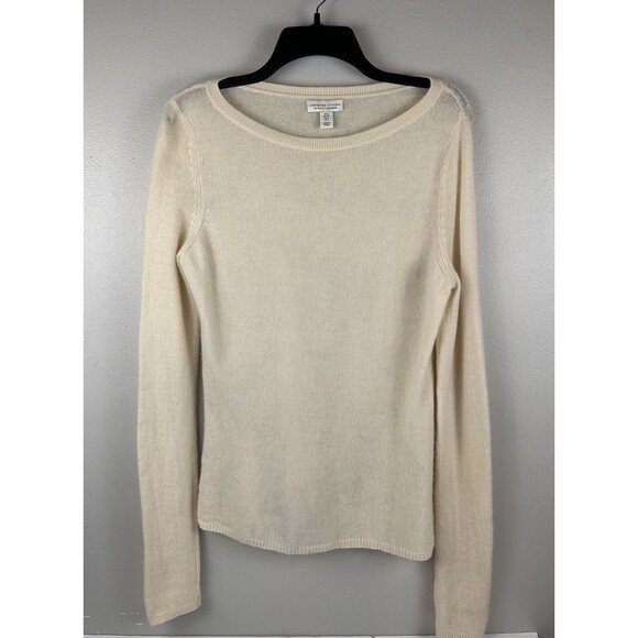 Adrienne Vittadini 100% 2 Ply Cashmere Off-white Crewneck Sweater Size Small - Picture 1 of 6